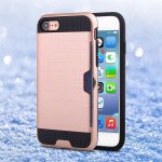 Wholesale iPhone 8 Plus / 7 Plus Credit Card Slot Armor Hybrid Case (RoseGold)